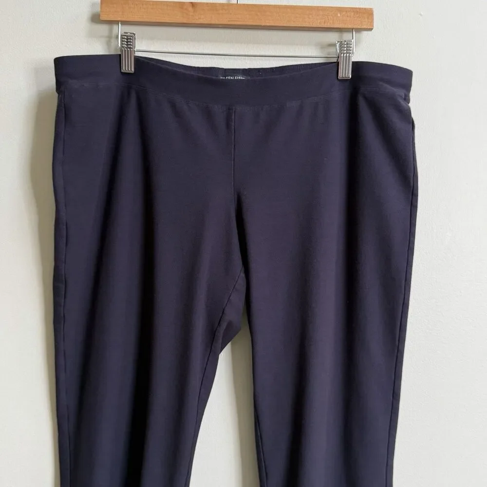 Eileen Fisher Black Mid Rise Slim Cropped Ankle Pants Size XL